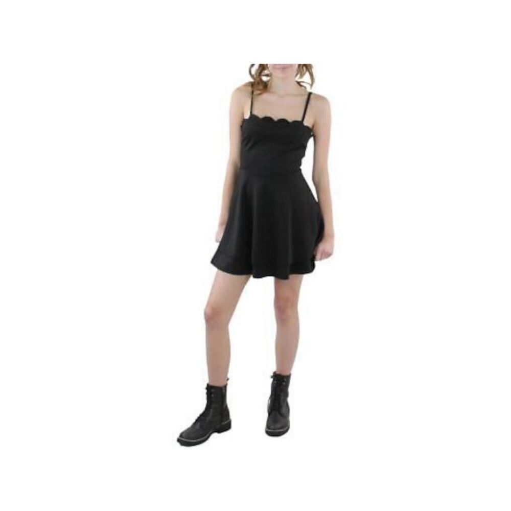 SPEECHLESS Womens Short Dress Black Open Back Double-layer Hem Juniors L